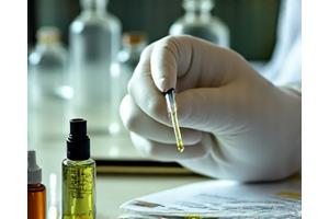 調香師が試作の香料を調合する様子